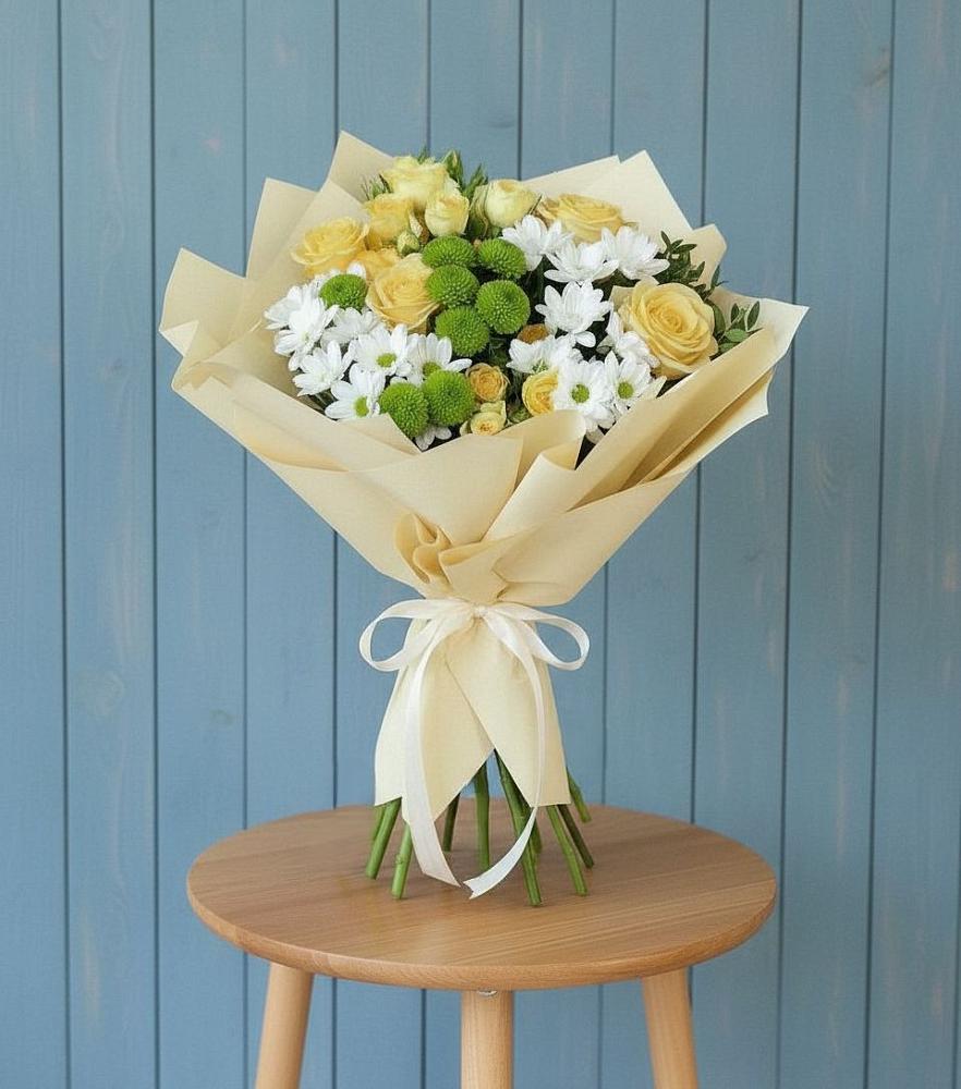 Букет цветов из: Хризантемы и Розы в Чебоксарах