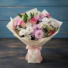 Букет цветов из:  Хризантемы, Альстромерии и Розы в Чебоксарах