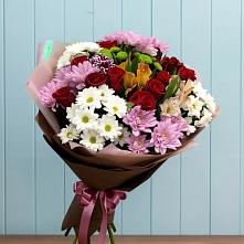 Букет цветов из:  Розы, Хризантемы и Альстромерии в Чебоксарах